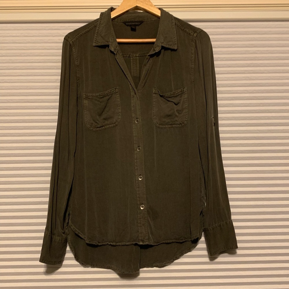 Long sleeve green button up